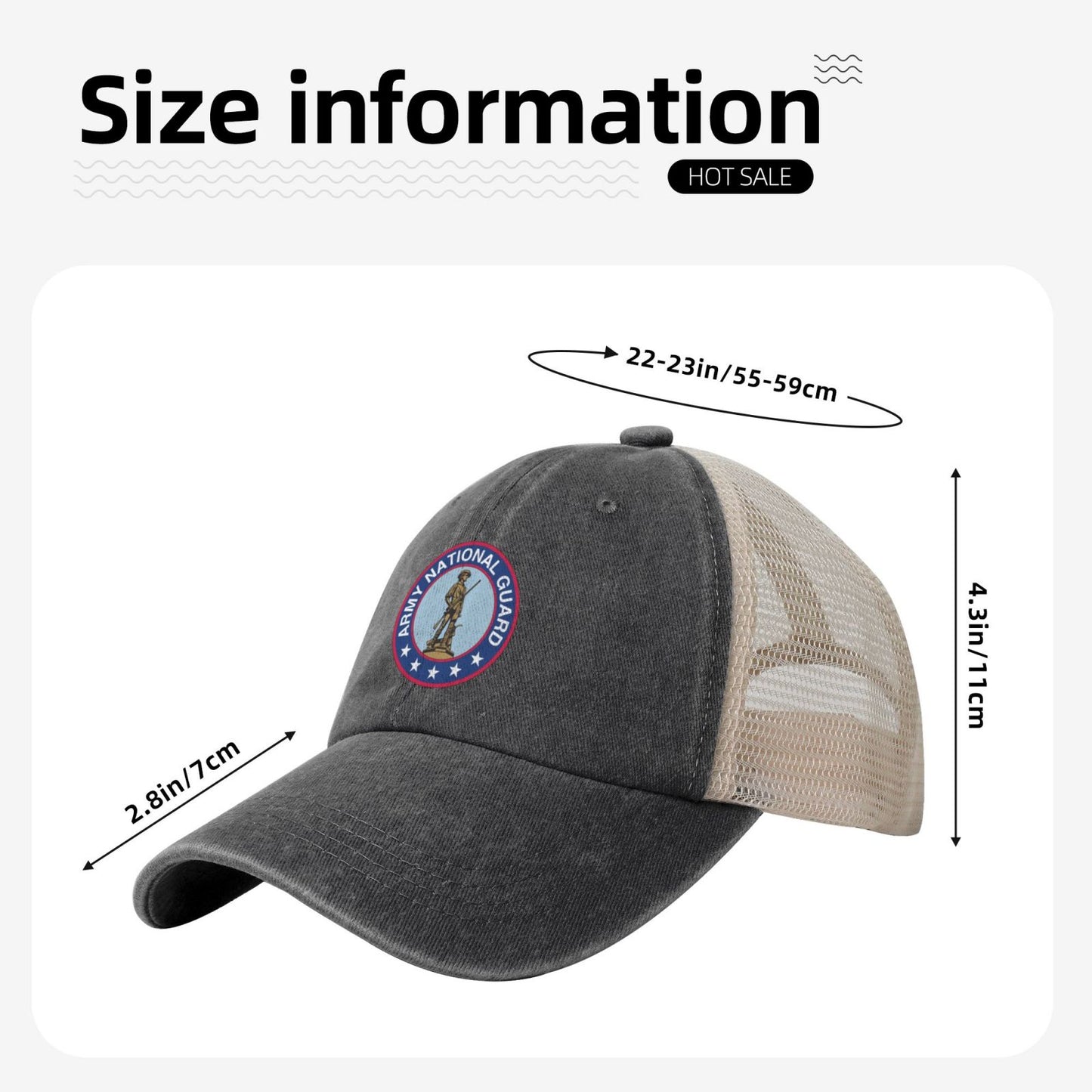 Seal Of The United States Army National Guard Printed unisex baseball cap adjustable grid baseball cap veteran gift