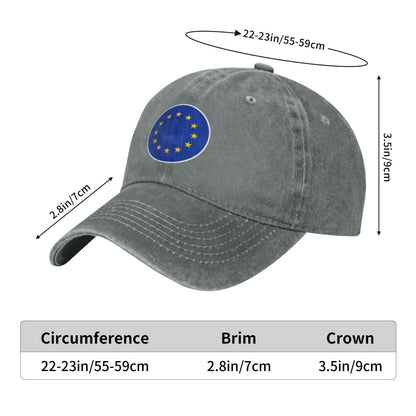 EU Flag Round Sticker Printed unisex baseball cap adjustable cap outdoor sun hats trucker hat
