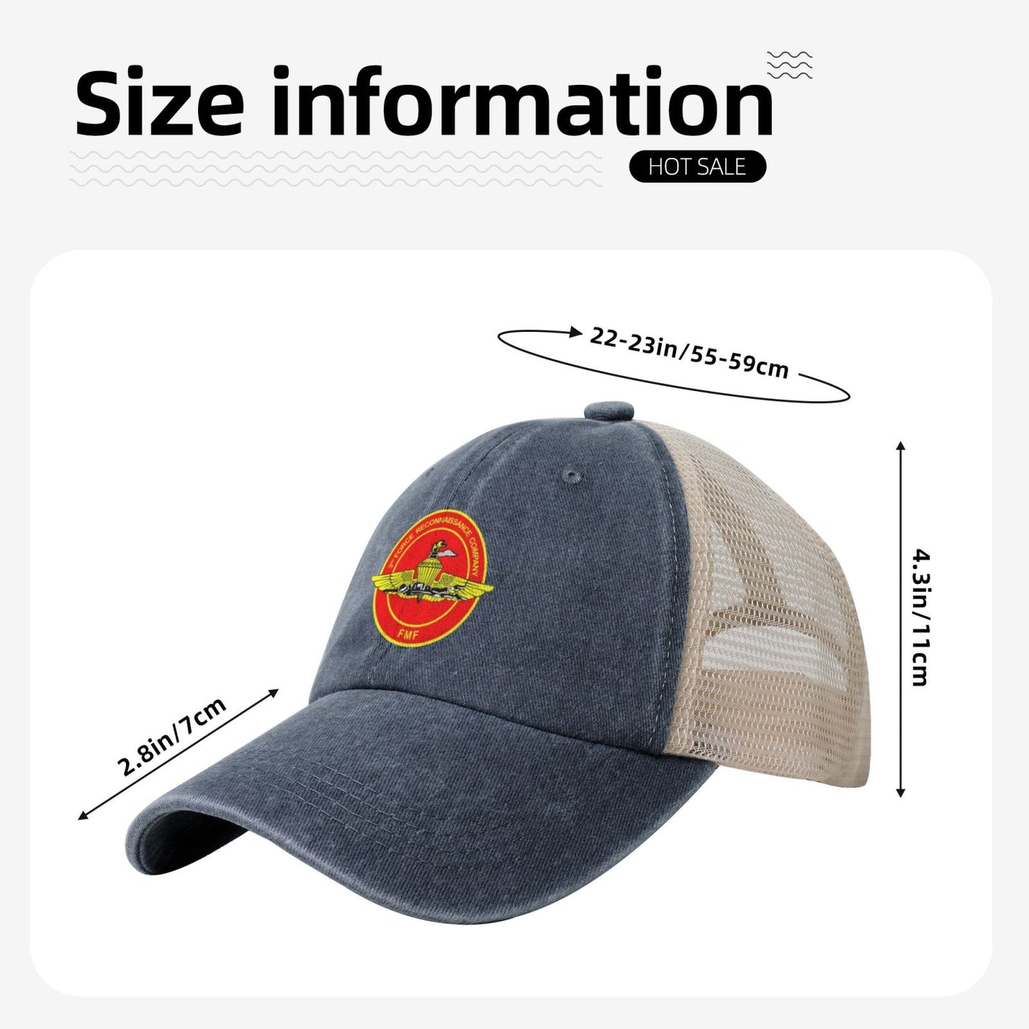 3rd FORECON Printed unisex baseball cap adjustable grid baseball cap veteran gift