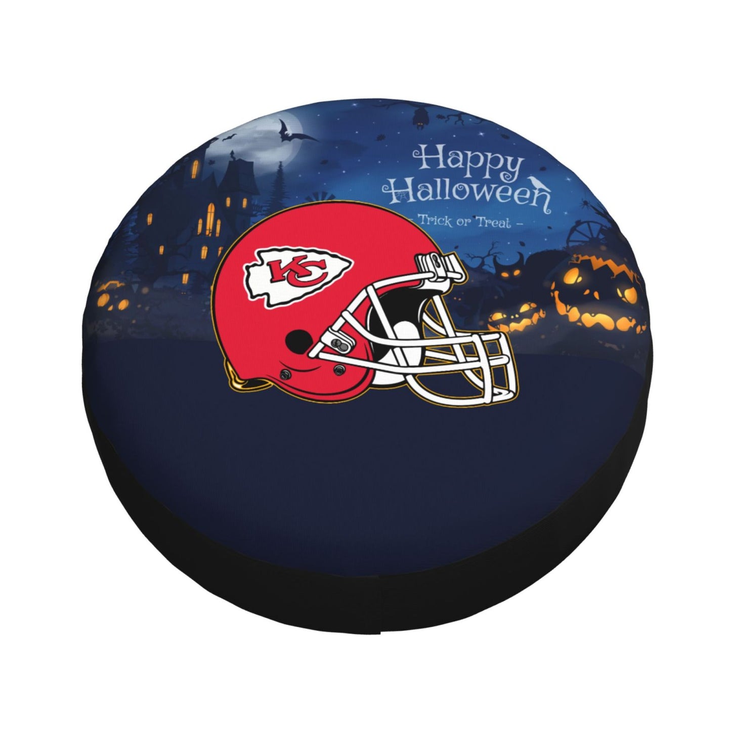Kansas City Chiefs printed car tire cover Happy Halloween printed tire dust cover