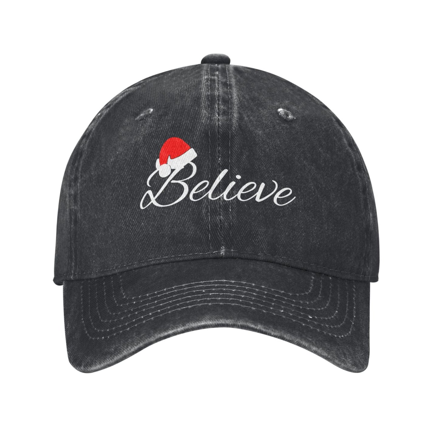 Santa's Hat Believe Printed unisex baseball cap outdoor hats adjustable cap trucker gift hat