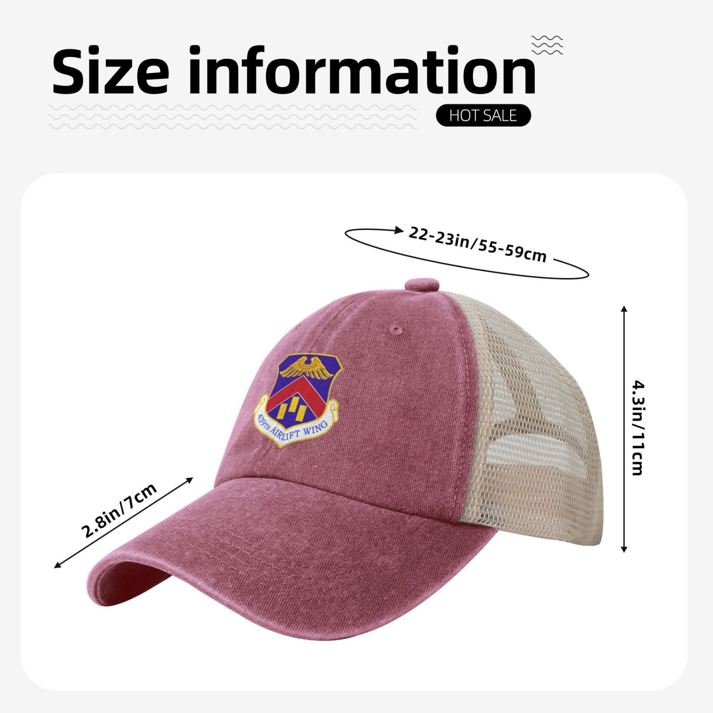 439th Airlift Wing Printed unisex baseball cap adjustable grid baseball cap veteran gift