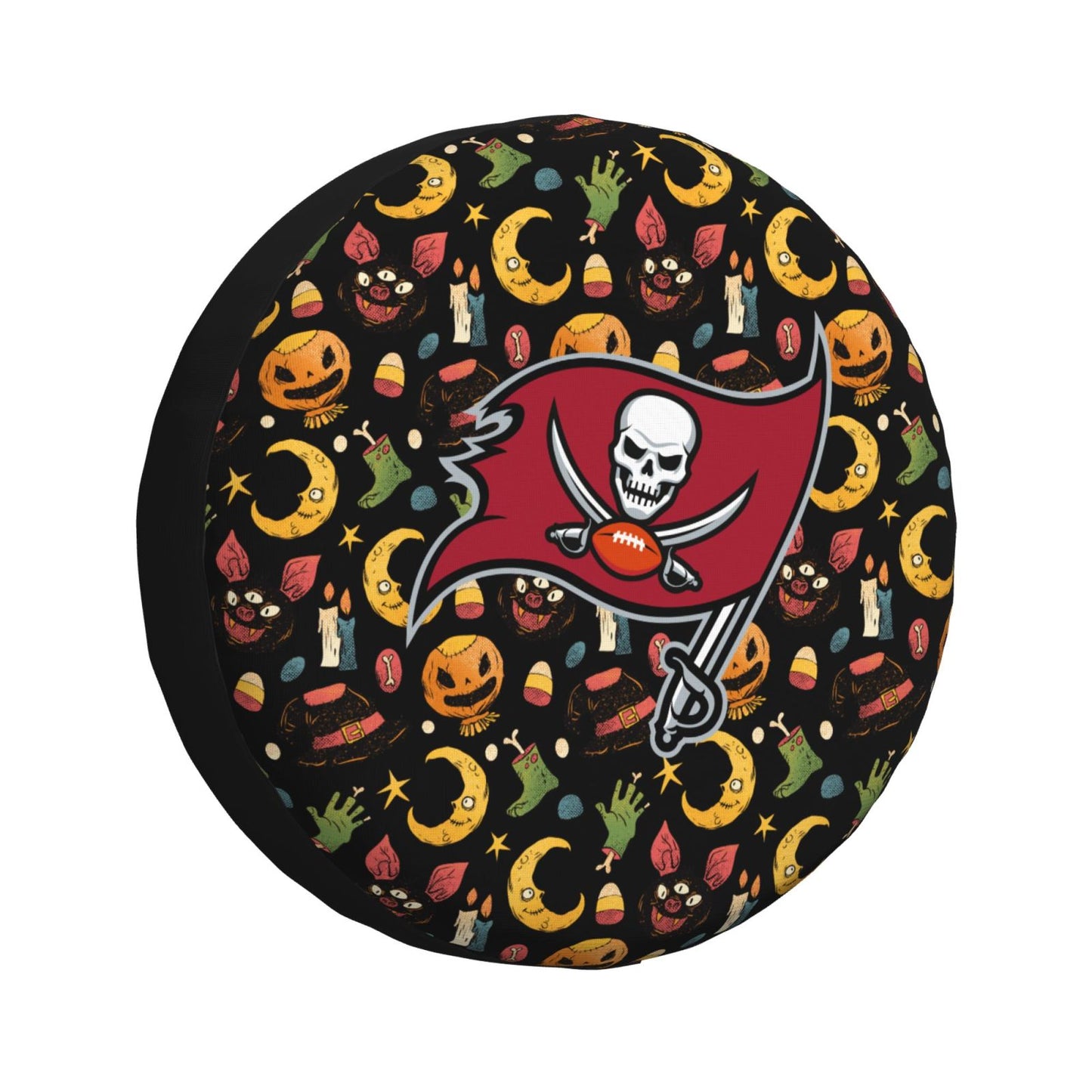 Tampa Bay Buccaneers Pumpkin Moon Halloween Printed Car Tire Cover Tire Dust Cover