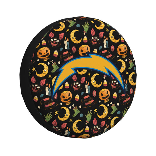 San Diego Chargers logo Halloween Pumpkin Moon Print Car Tire Cover Tire Dust Cover