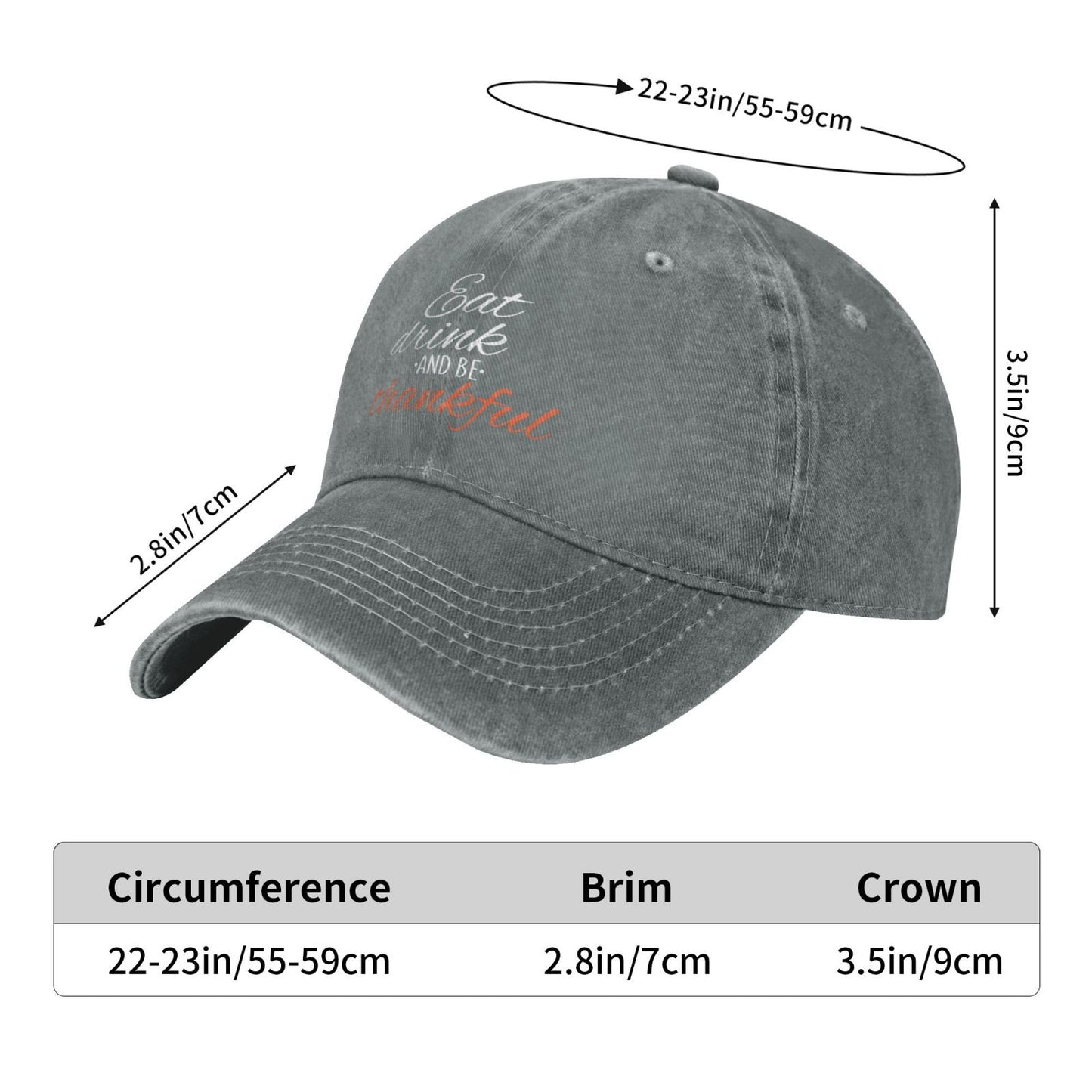 Eat Drink And Be Thankful Printed unisex baseball cap adjustable cap outdoor sun hats trucker hat