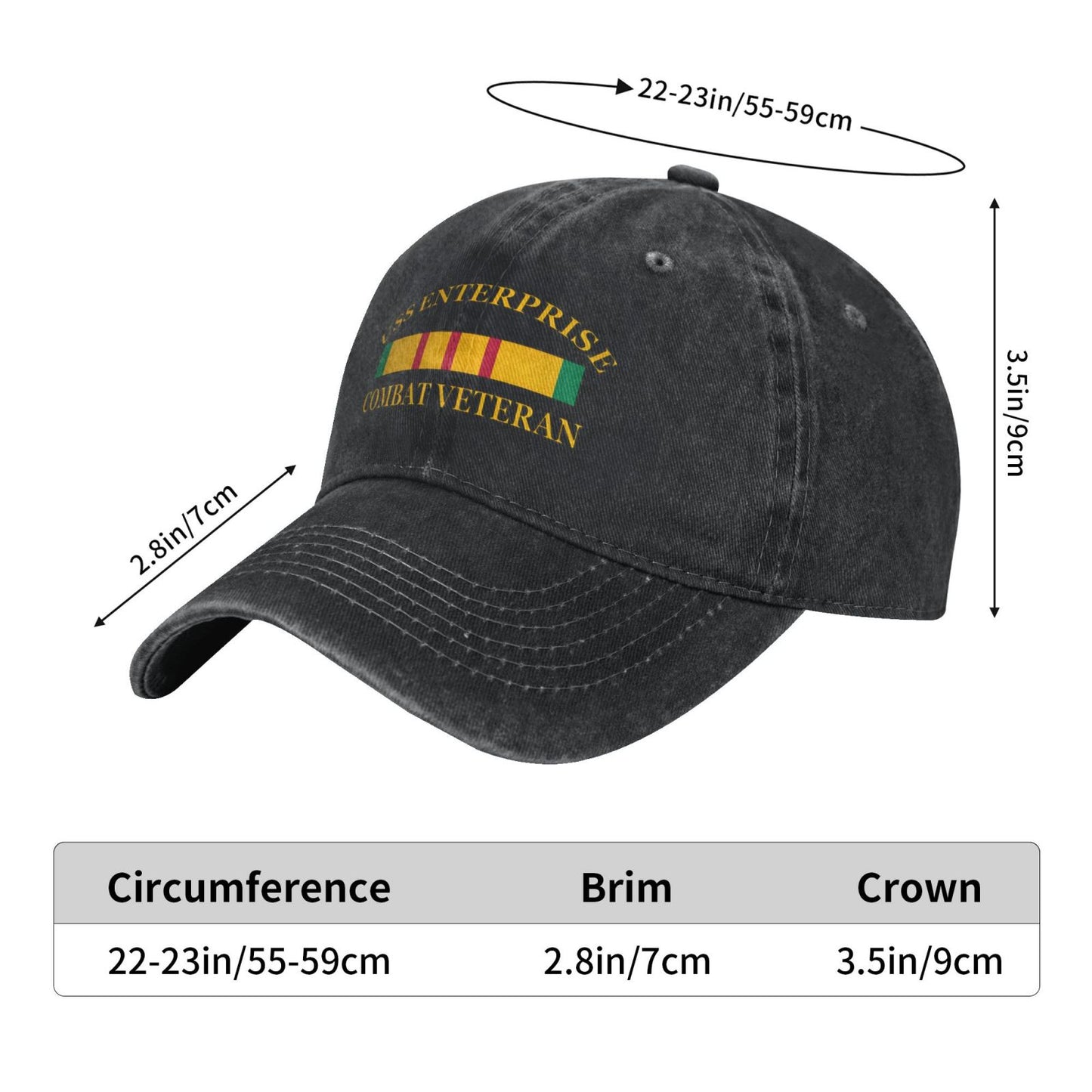 USS Enterprise Vietnam Combat Veteran Printed unisex baseball cap adjustable cap outdoor sun hats trucker hat