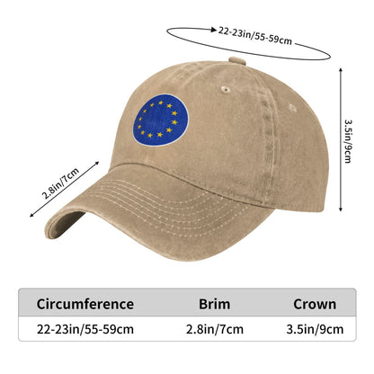 EU Flag Round Sticker Printed unisex baseball cap adjustable cap outdoor sun hats trucker hat