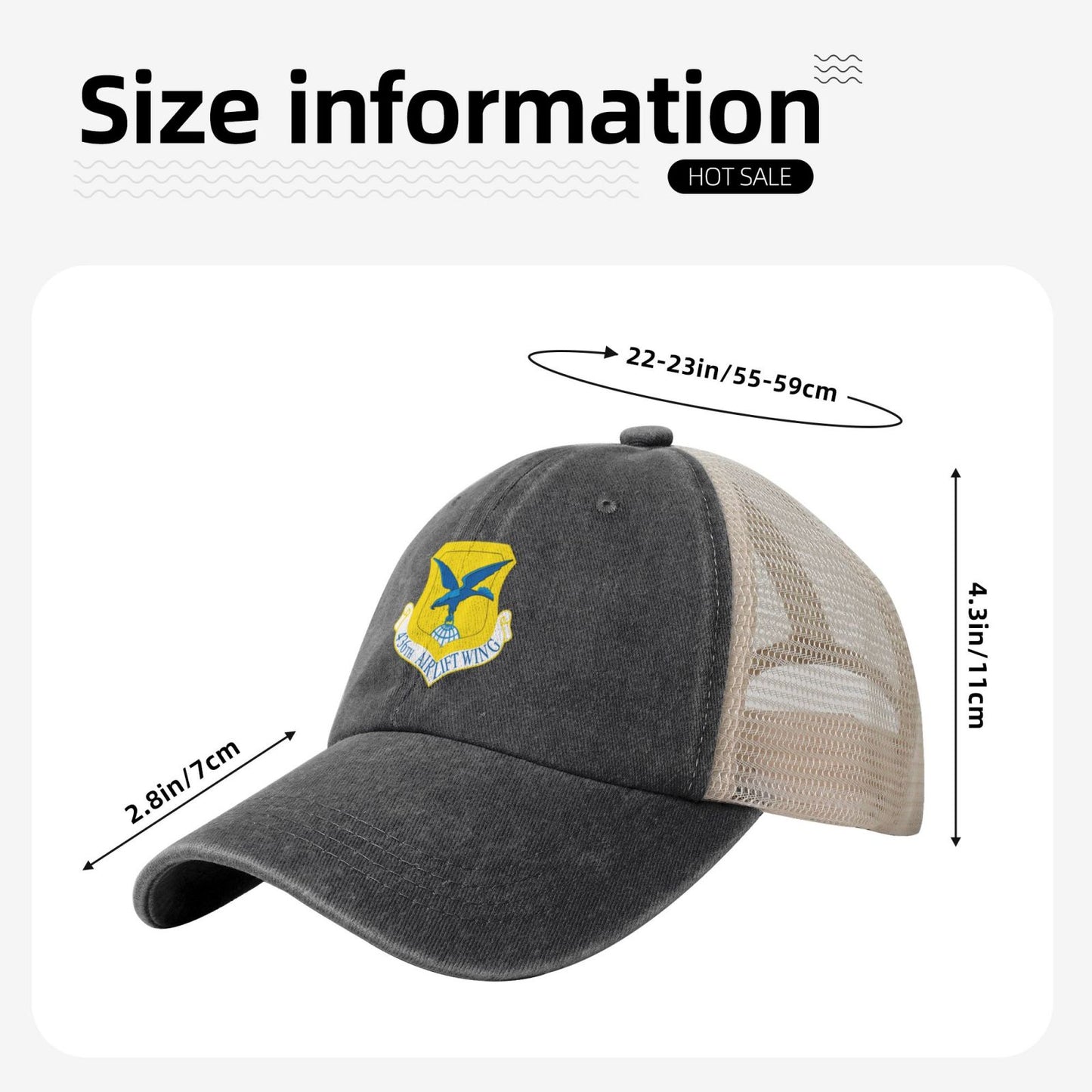 436th Airlift Wing Printed unisex baseball cap adjustable grid baseball cap veteran gift