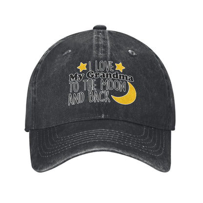 Love My Grandma TO THE MOON AND BACK Printed unisex baseball cap adjustable cap outdoor sun hats trucker hat