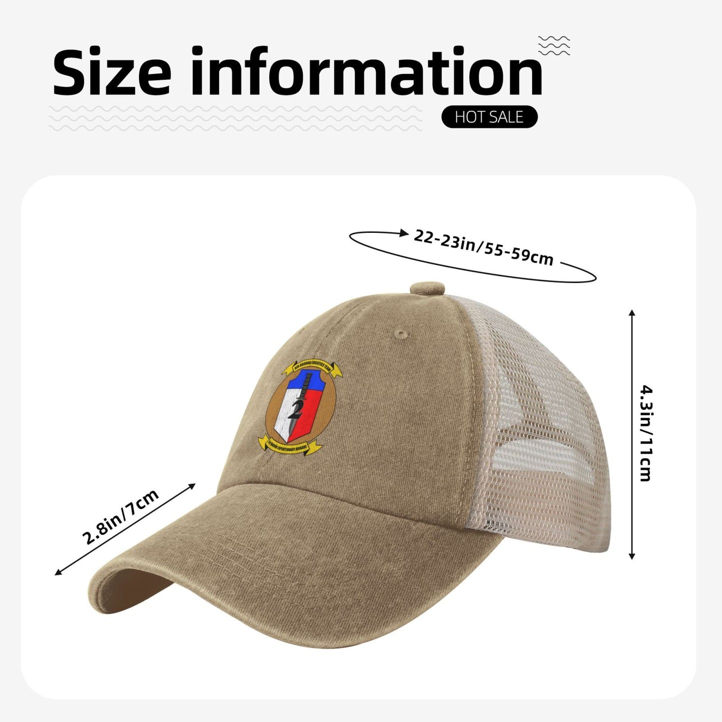 2nd MEB Insignia (transparent Background) 01 Printed unisex baseball cap adjustable grid baseball cap veteran gift