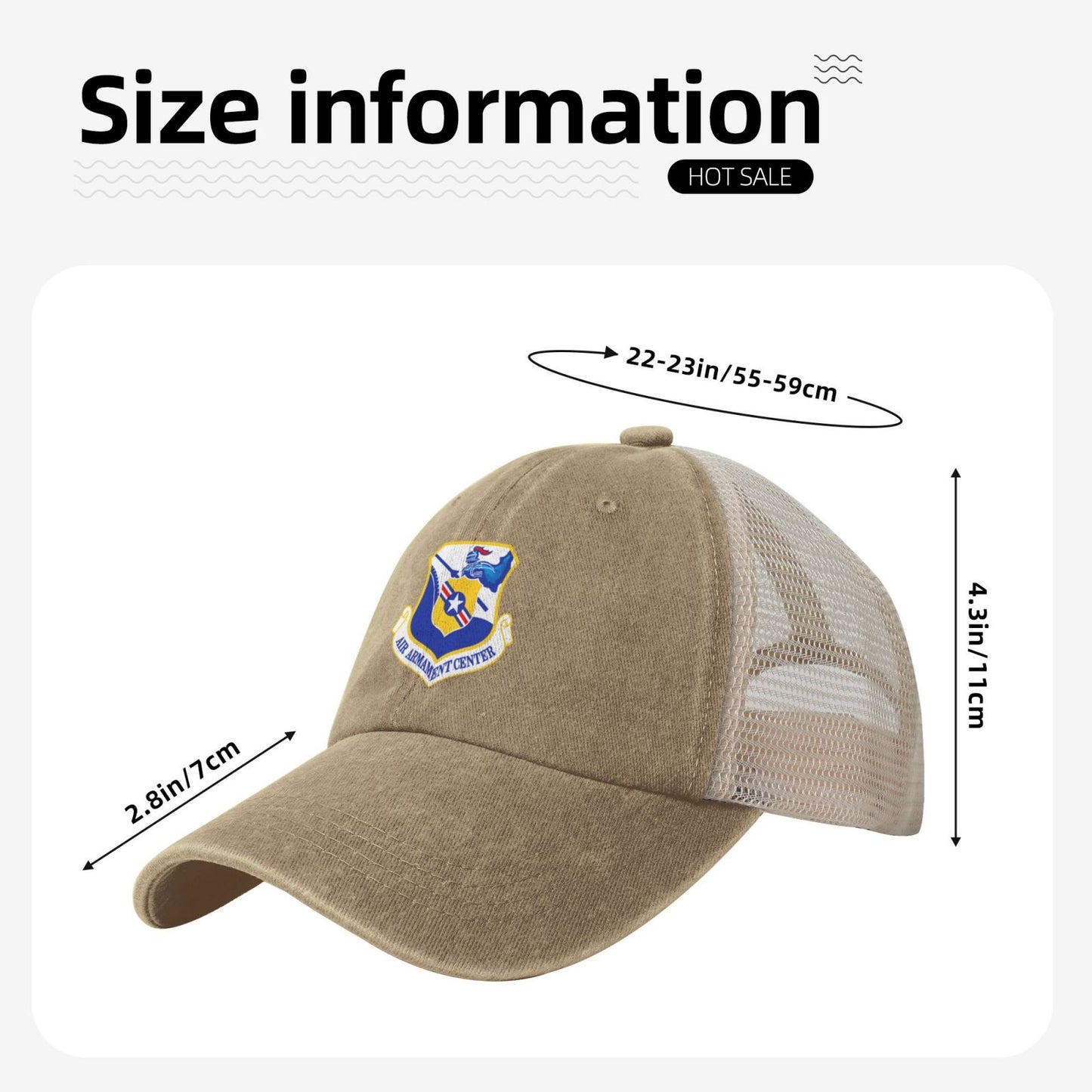Air Armament Center Printed unisex baseball cap adjustable grid baseball cap veteran gift