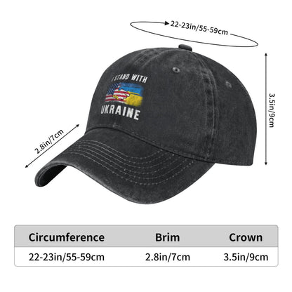 I Stand With Ukraine Ukrainian Flag Support Printed unisex baseball cap adjustable cap outdoor trucker hat veterans Gifts