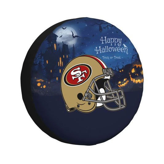 San Francisco 49ers printed car tire cover Happy Halloween printed tire dust cover