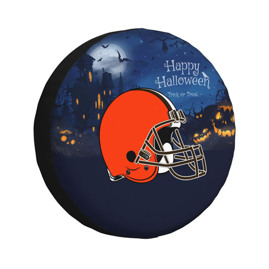 Cleveland Browns printed car tire cover Happy Halloween printed tire dust cover