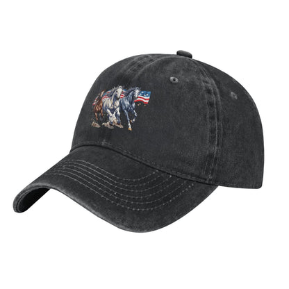American Flag& Horses Print Printed unisex baseball cap adjustable cap outdoor sun hats trucker hat