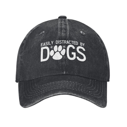 EASILY DISTRACTED BY DOGS Printed unisex baseball cap adjustable cap outdoor sun hats trucker hat