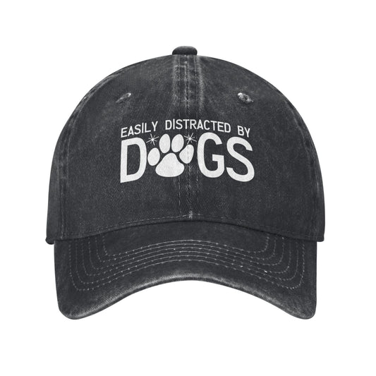 EASILY DISTRACTED BY DOGS Printed unisex baseball cap adjustable cap outdoor sun hats trucker hat