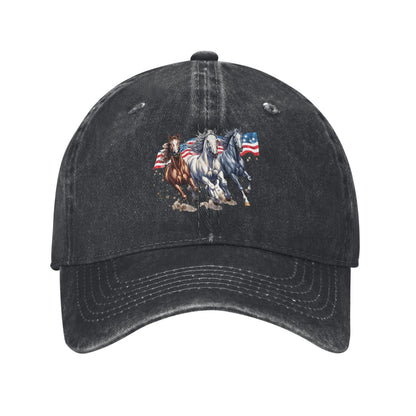 American Flag& Horses Print Printed unisex baseball cap adjustable cap outdoor sun hats trucker hat