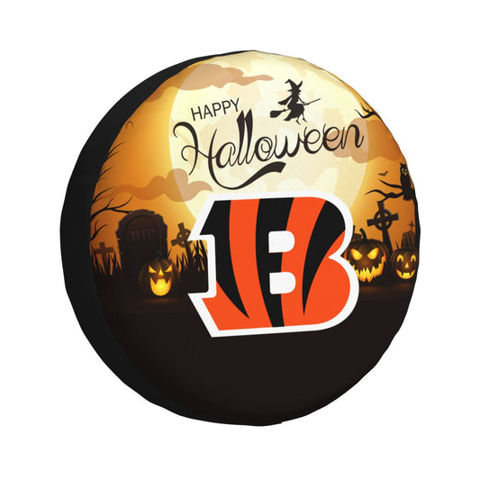 Cincinnati Bengals Print Halloween background printed tire dust cover car tire cover