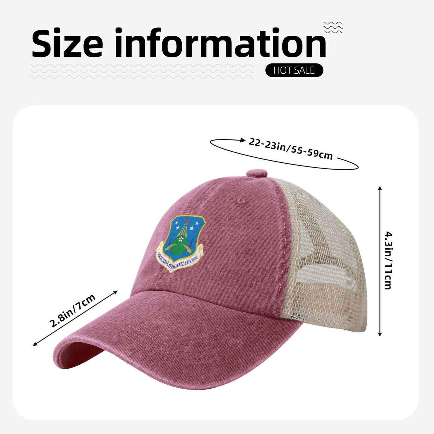 USAF-Air Reserve Personnel Center Printed unisex baseball cap adjustable grid baseball cap veteran gift