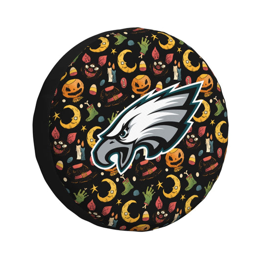 Philadelphia Eagles logo Halloween Pumpkin Moon Print Car Tire Cover Tire Dust Cover