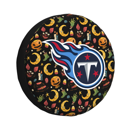 Tennessee Titans logo Halloween Pumpkin Moon Print Car Tire Cover Tire Dust Cover
