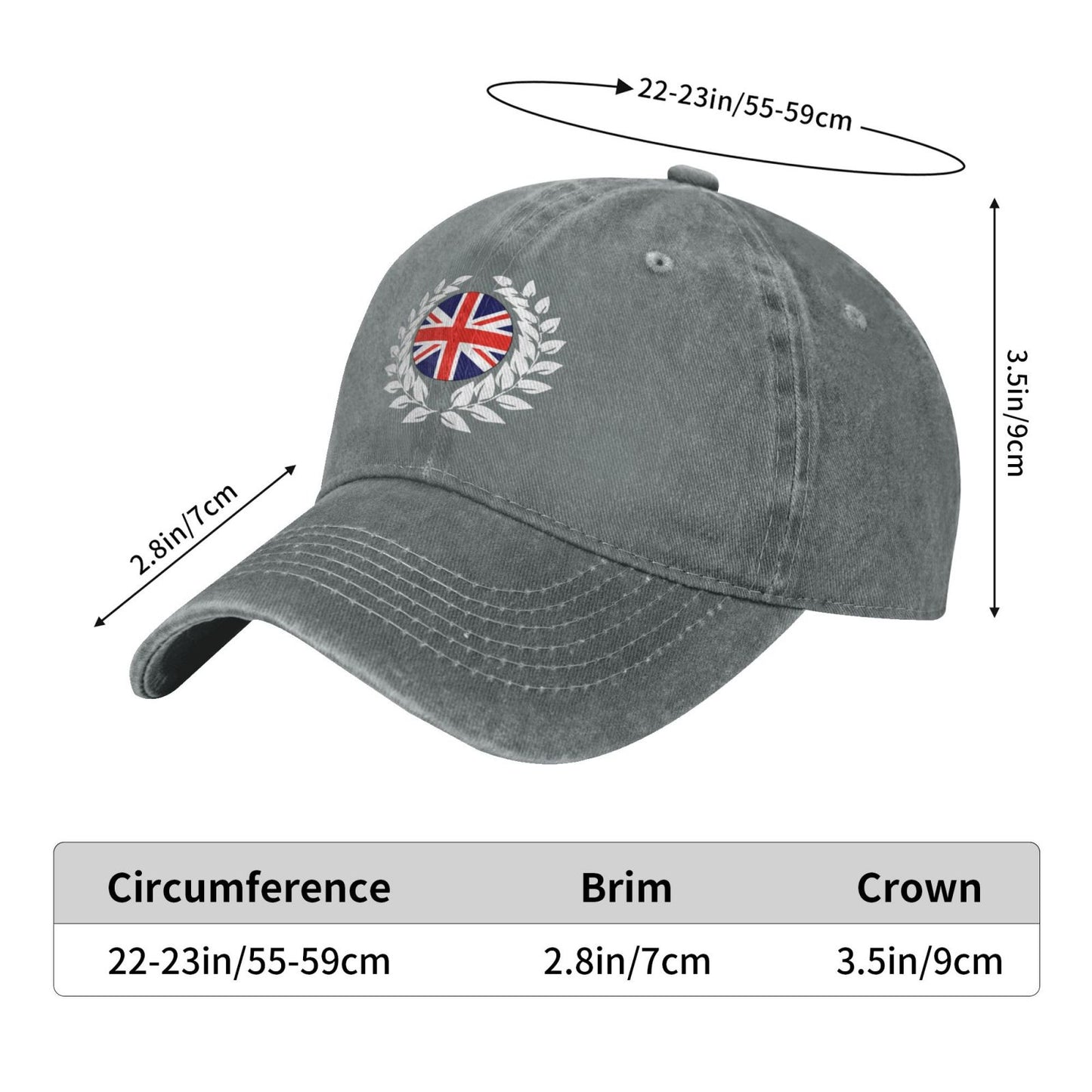 Great Britain British Flag Banner Laurel Wreath Printed unisex baseball cap adjustable cap outdoor sun hats trucker hat