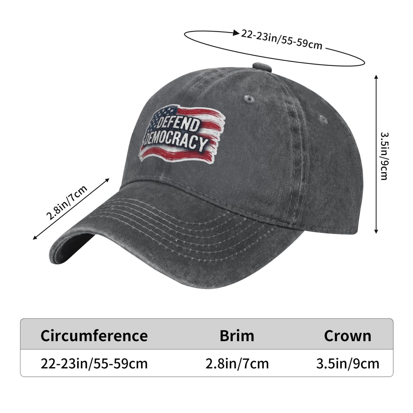 Defend Democracy Vote Printed unisex baseball cap adjustable cap outdoor sun hats trucker hat