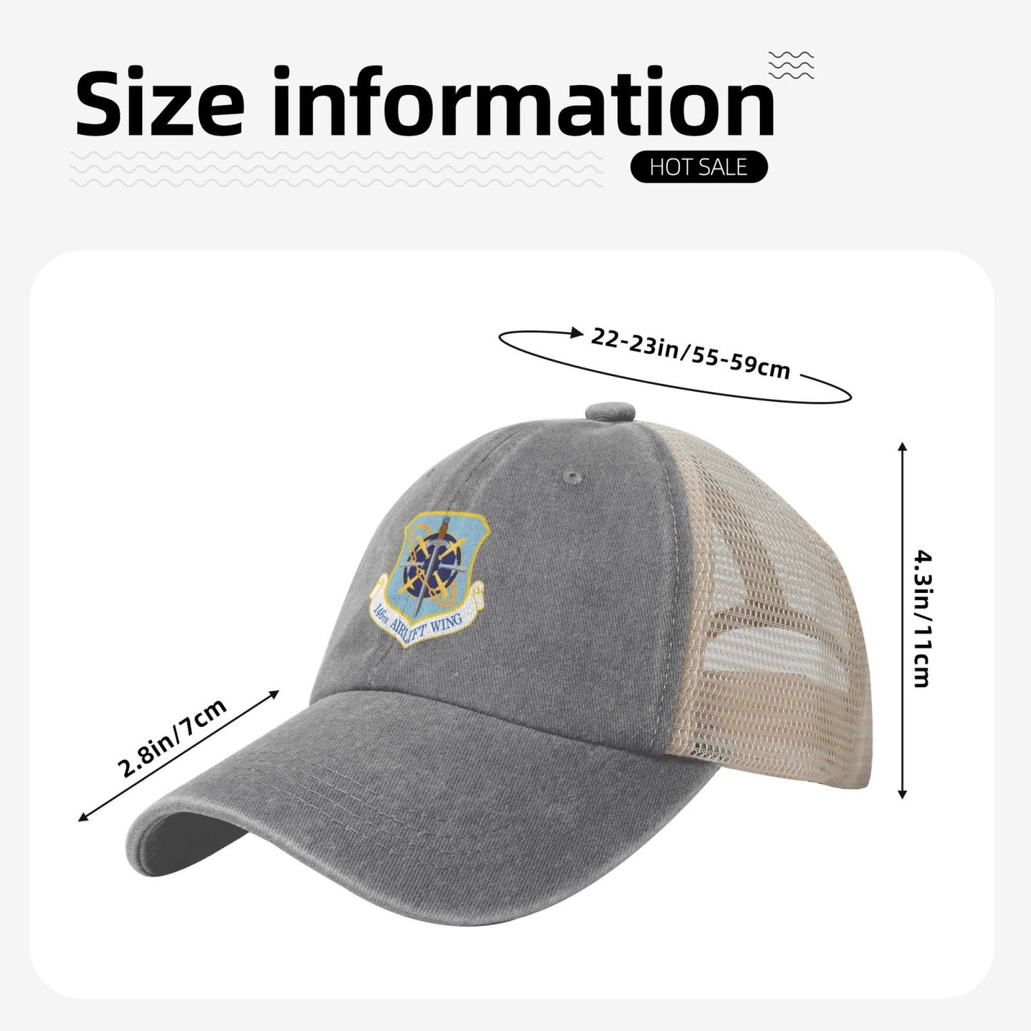 146th Airlift Wing Printed unisex baseball cap adjustable grid baseball cap veteran gift