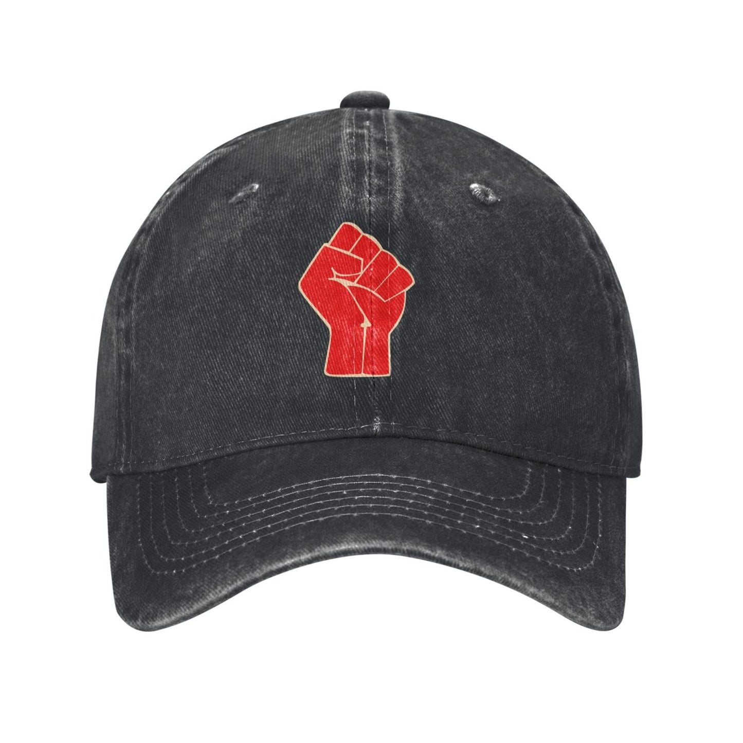 RED RAISED CLENCHED FIST SOLIDARITY RESISTANCE Printed unisex baseball cap adjustable cap outdoor trucker hat veterans Gifts