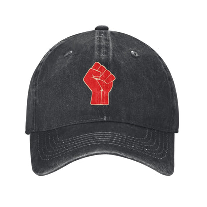 RED RAISED CLENCHED FIST SOLIDARITY RESISTANCE Printed unisex baseball cap adjustable cap outdoor trucker hat veterans Gifts