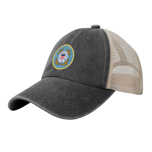 USCG S W Printed unisex baseball cap adjustable grid baseball cap veteran gift