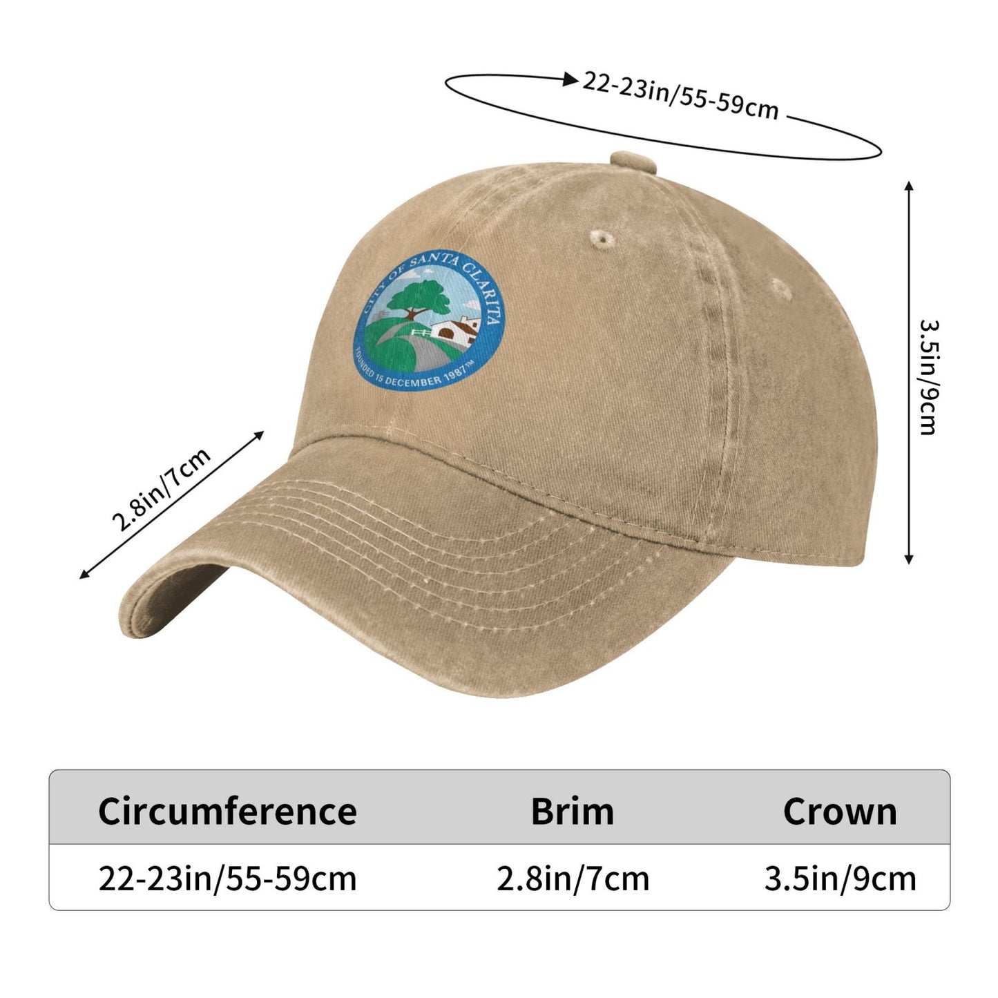 Santa Clarita California Printed unisex baseball cap adjustable cap outdoor sun hats trucker hat