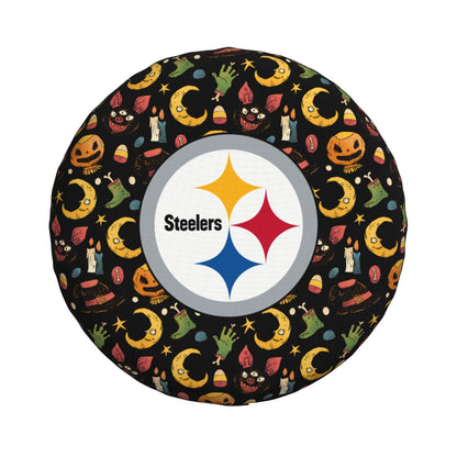 Pittsburgh Steelers Pumpkin Moon Halloween Printed Car Tire Cover Tire Dust Cover
