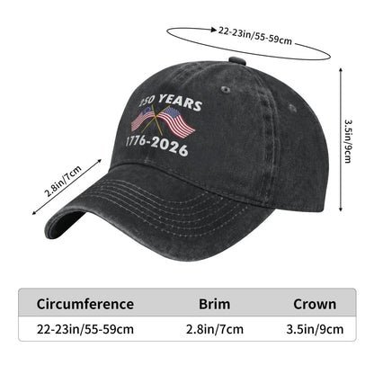 America Flag 250 Years Printed unisex baseball cap outdoor hats adjustable cap trucker gift hat