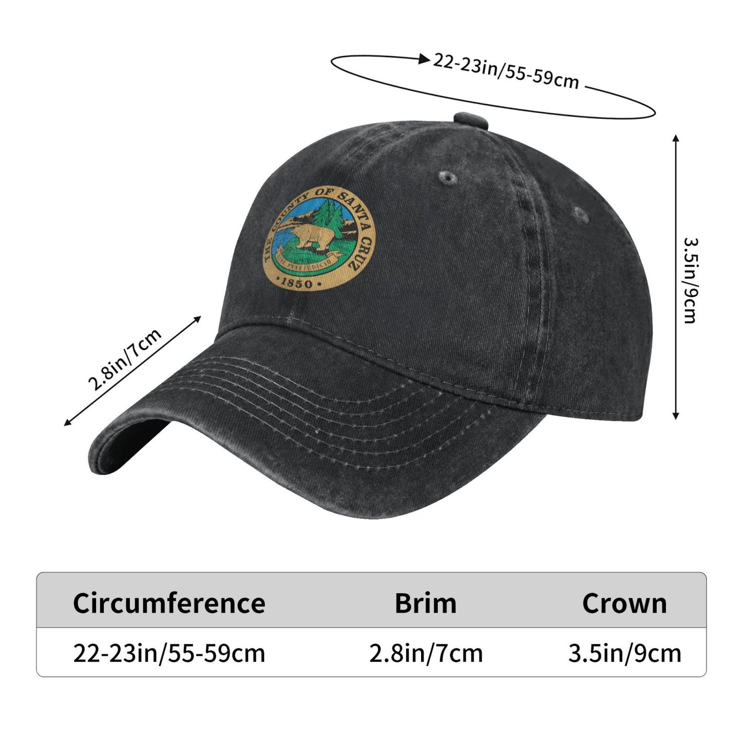 THE COUNTY OF SANTA CRUZ 1850 Printed unisex baseball cap adjustable cap outdoor sun hats trucker hat