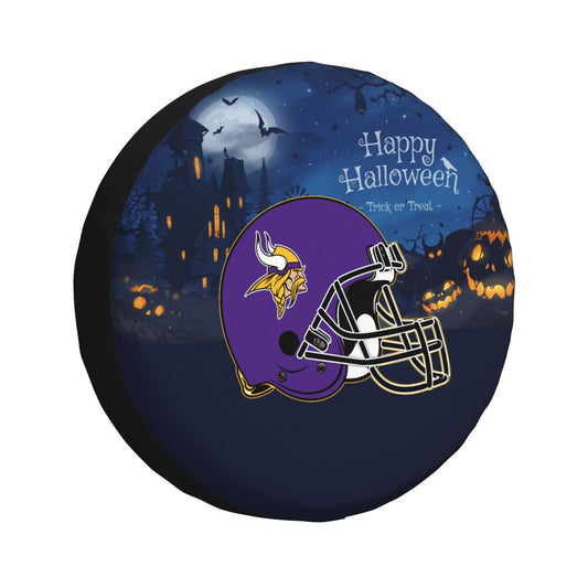 Minnesota Vikings printed car tire cover Happy Halloween printed tire dust cover