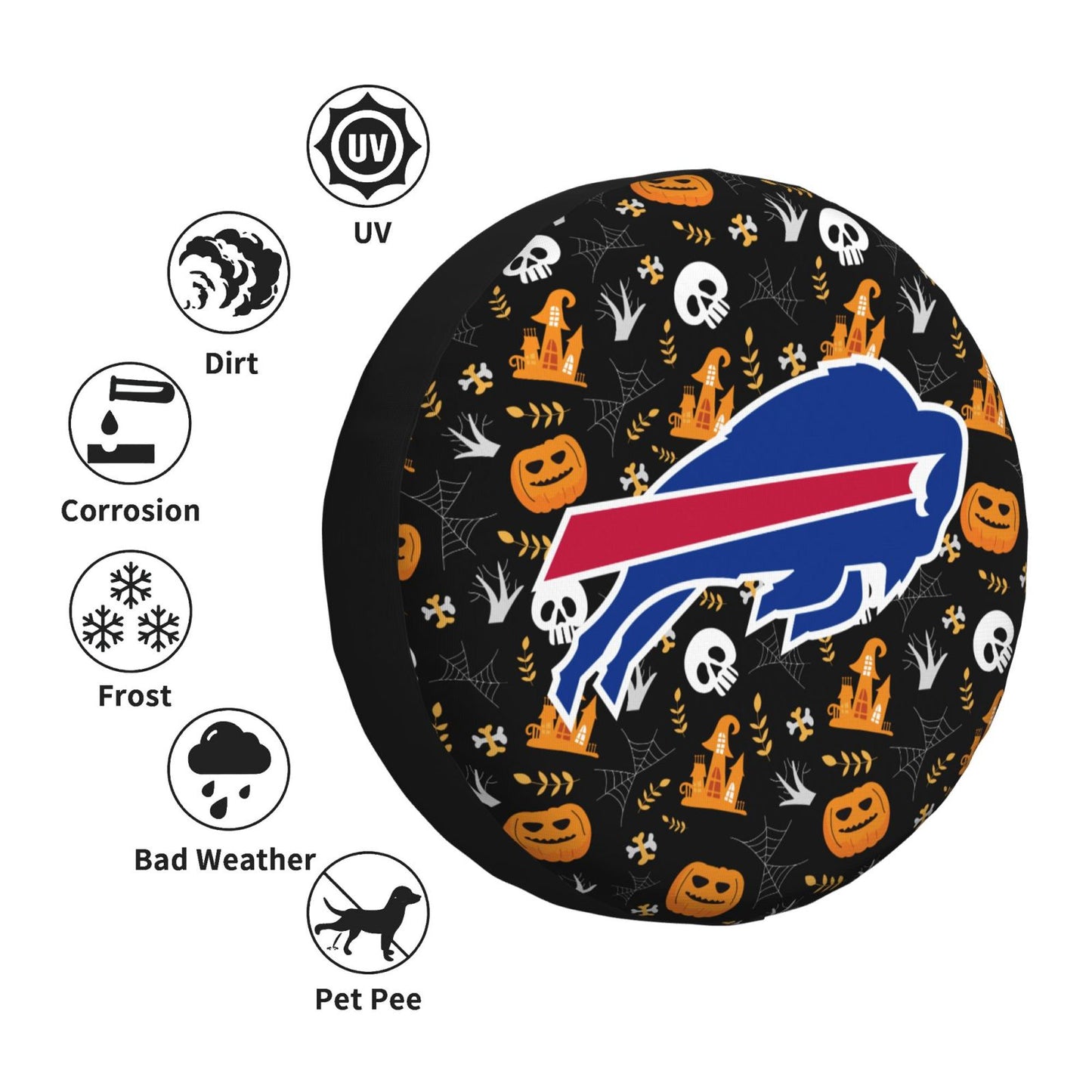 Buffalo Bills Print Pumpkin Castle Small Printed Car Tire Cover Tire Dust Cover