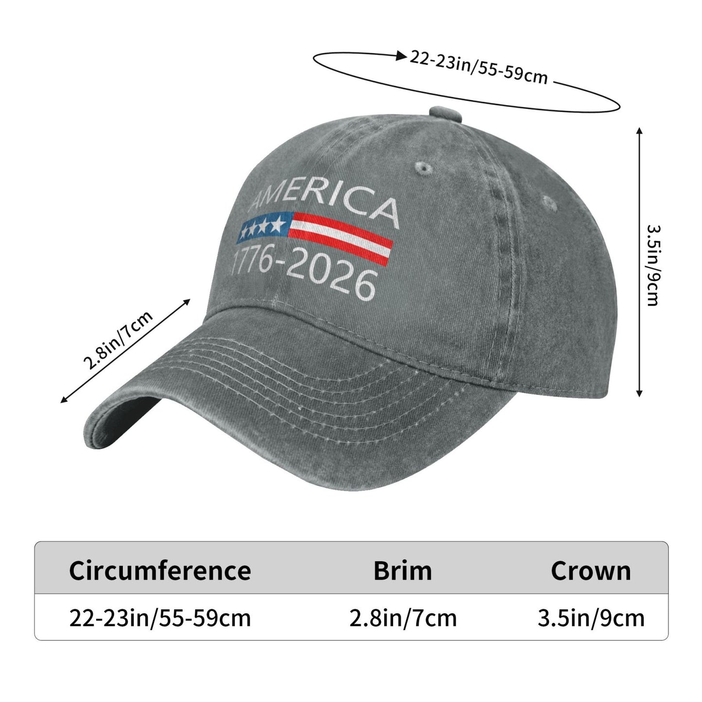 America 1776–2026 Printed unisex baseball cap outdoor hats adjustable cap trucker gift hat