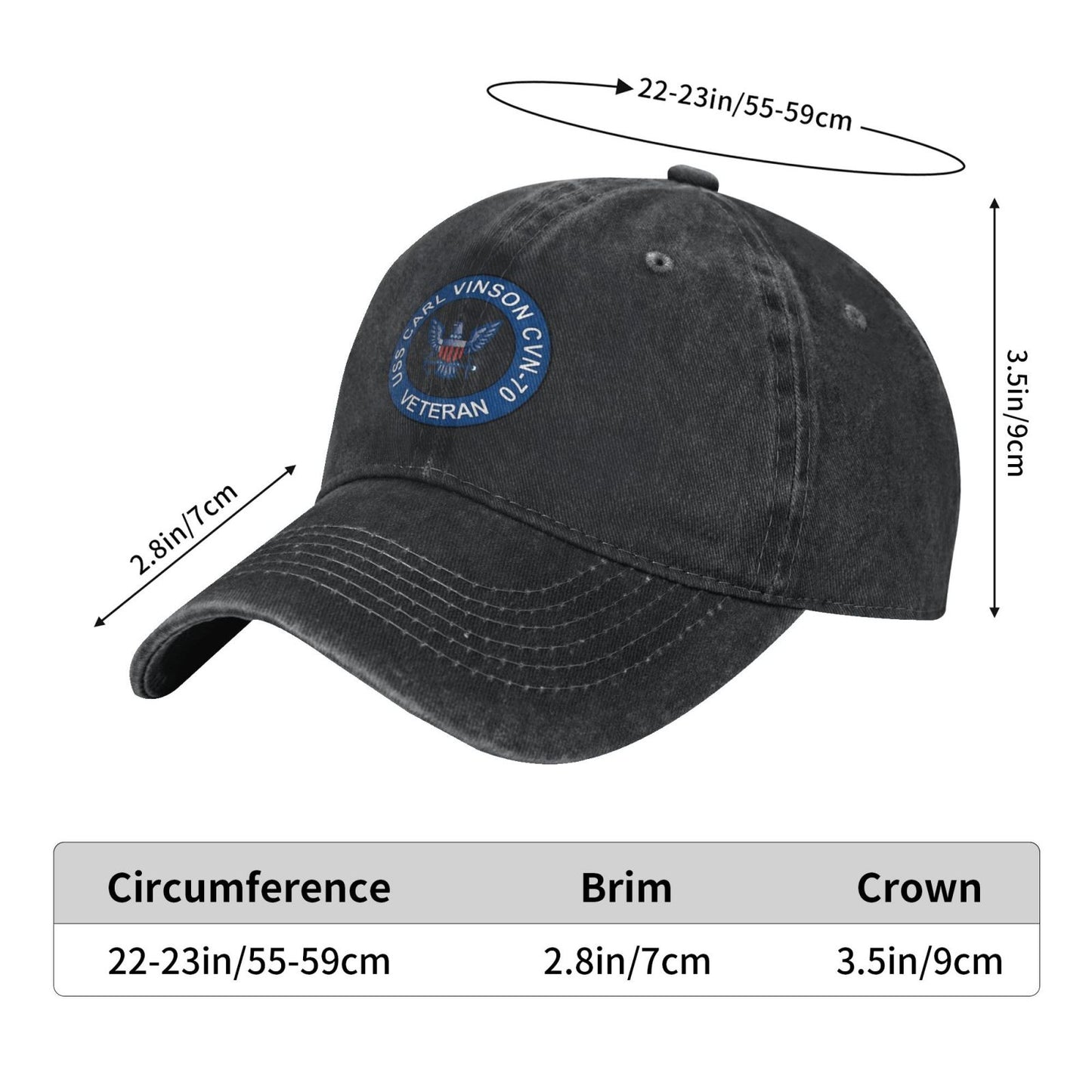 USS Carl Vinson CVN 70 Printed unisex baseball cap adjustable cap outdoor trucker hat veterans Gifts