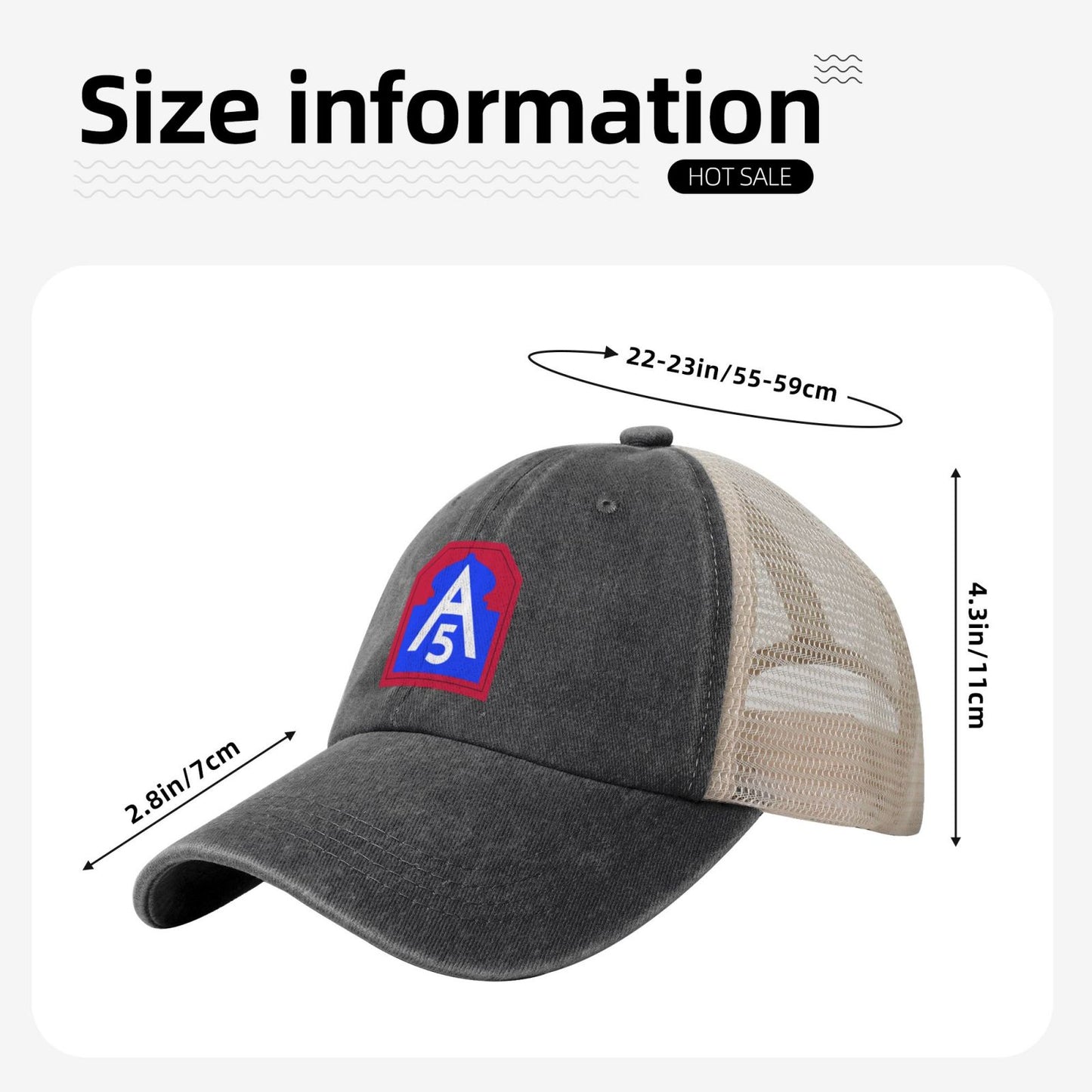 United States Army North CSIB Printed unisex baseball cap adjustable grid baseball cap veteran gift