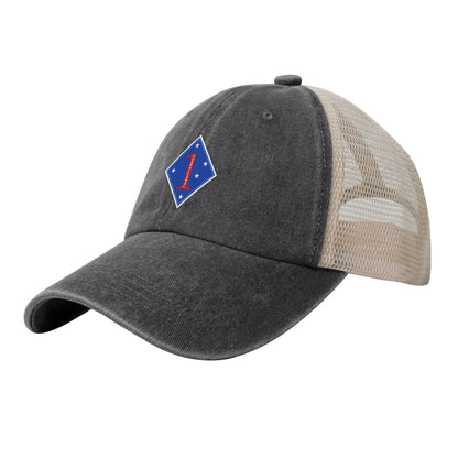 US 1st Marine Division SSI Printed unisex baseball cap adjustable grid baseball cap veteran gift