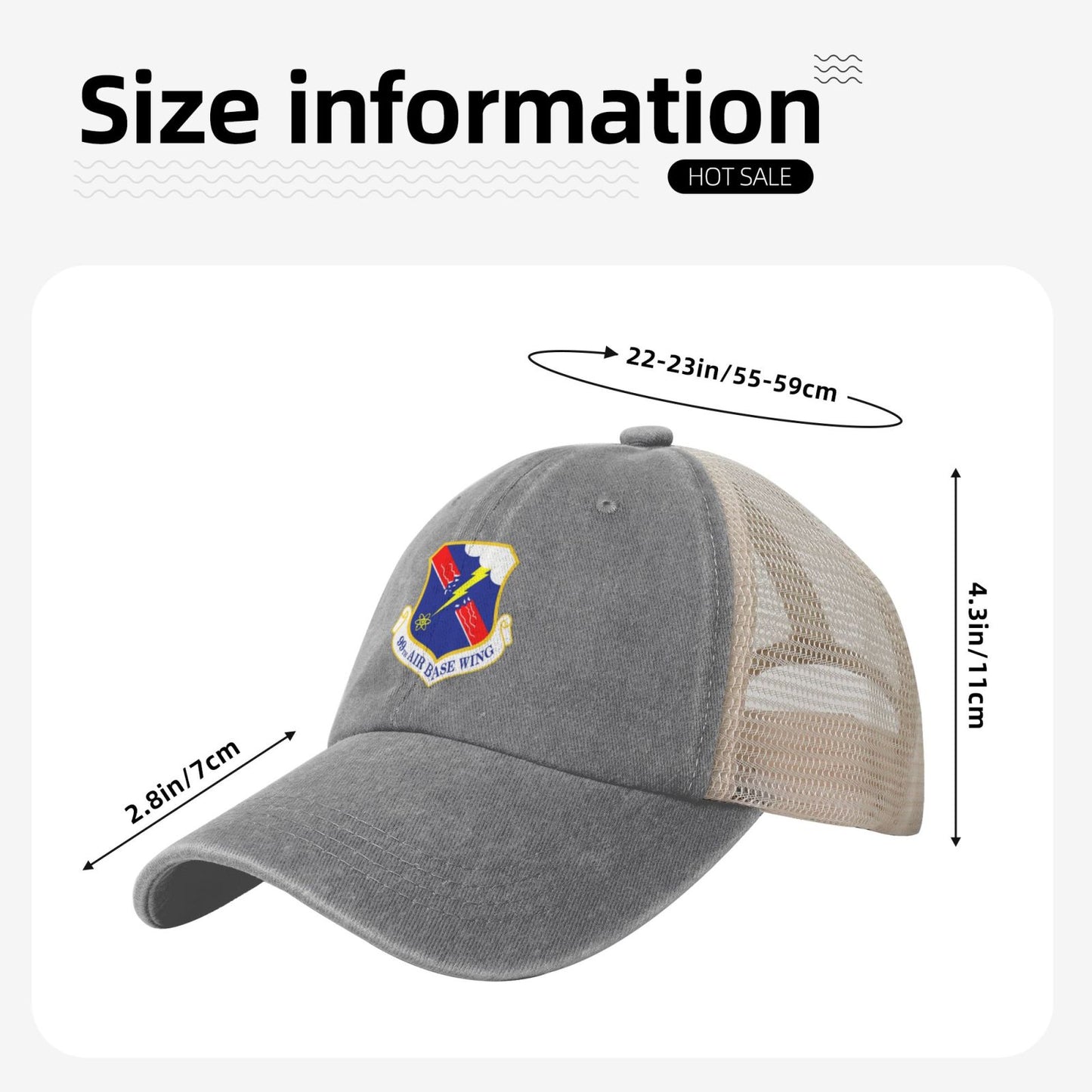 99th Air Base Wing Printed unisex baseball cap adjustable grid baseball cap veteran gift