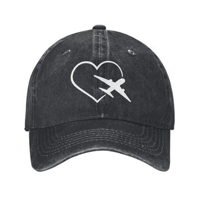 Heart-shaped Airplane Printed unisex baseball cap adjustable cap outdoor sun hats trucker hat