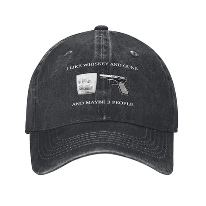 LIKE WHISKEY AND GUNS AND MAYBE 3PEOPLE Printed unisex baseball cap outdoor hats adjustable cap trucker gift hat