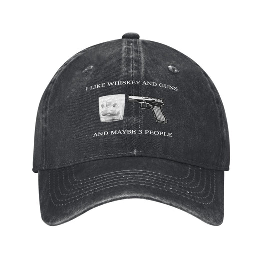 LIKE WHISKEY AND GUNS AND MAYBE 3PEOPLE Printed unisex baseball cap outdoor hats adjustable cap trucker gift hat