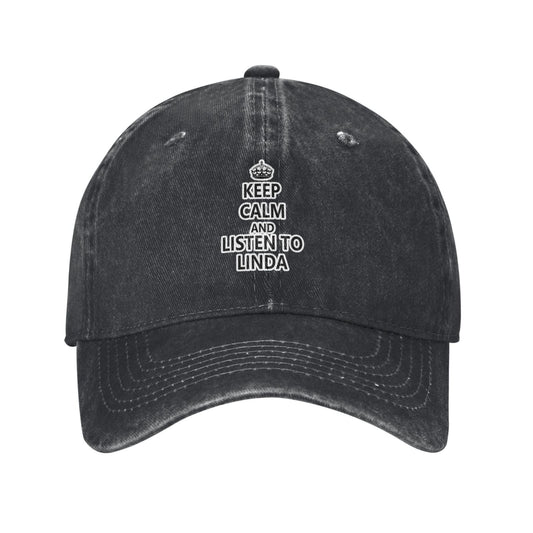 KEEP CALM AND LISTEN TO LINDA Printed unisex baseball cap adjustable cap outdoor sun hats trucker hat