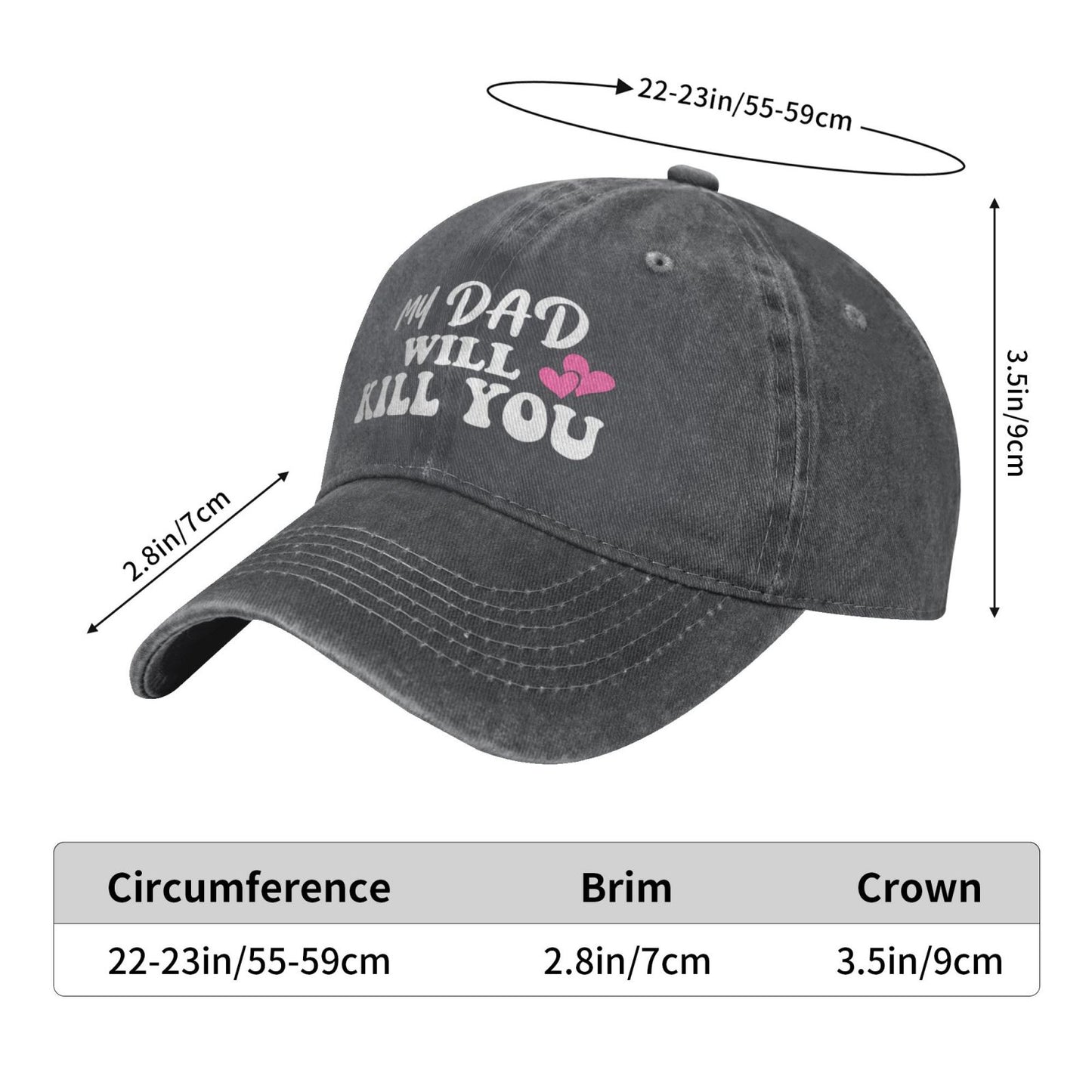 My Dad Will Kill You Printed unisex baseball cap outdoor hats adjustable cap trucker gift hat