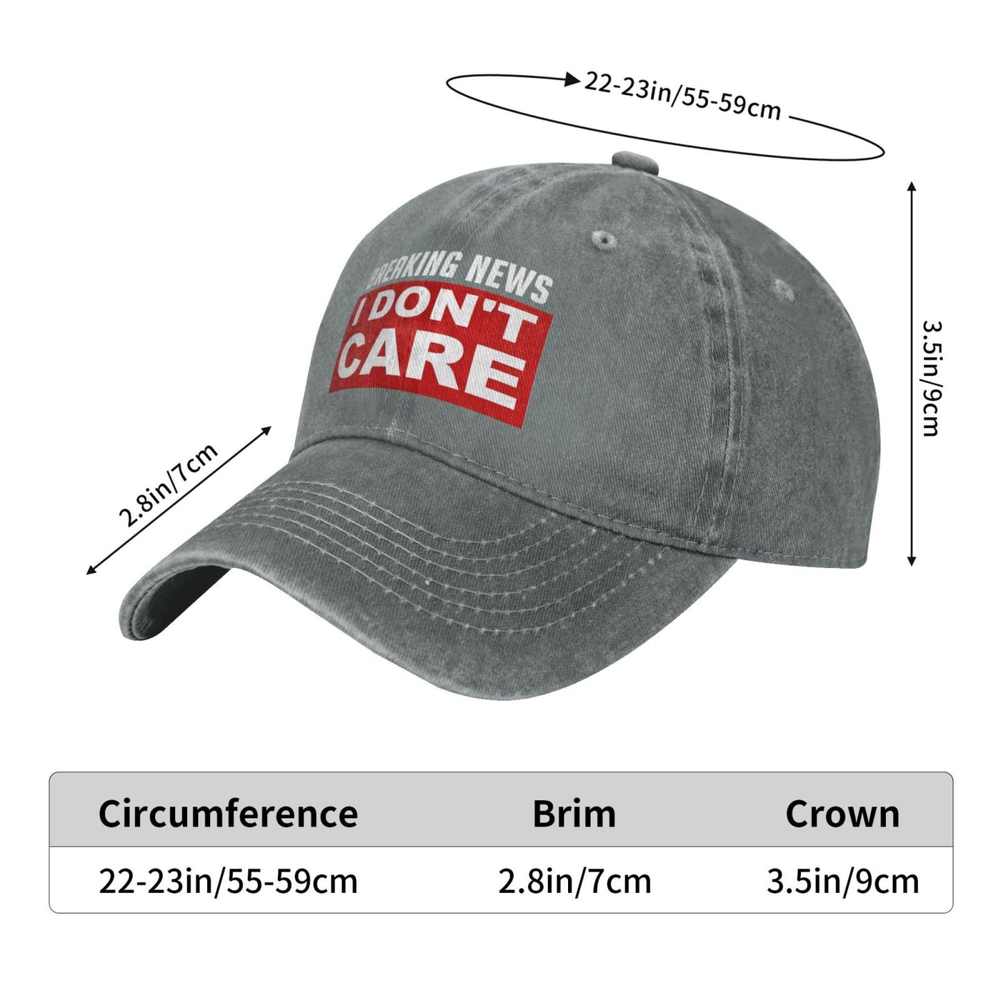 Breaking News I Don't Care Printed unisex baseball cap adjustable cap outdoor sun hats trucker hat