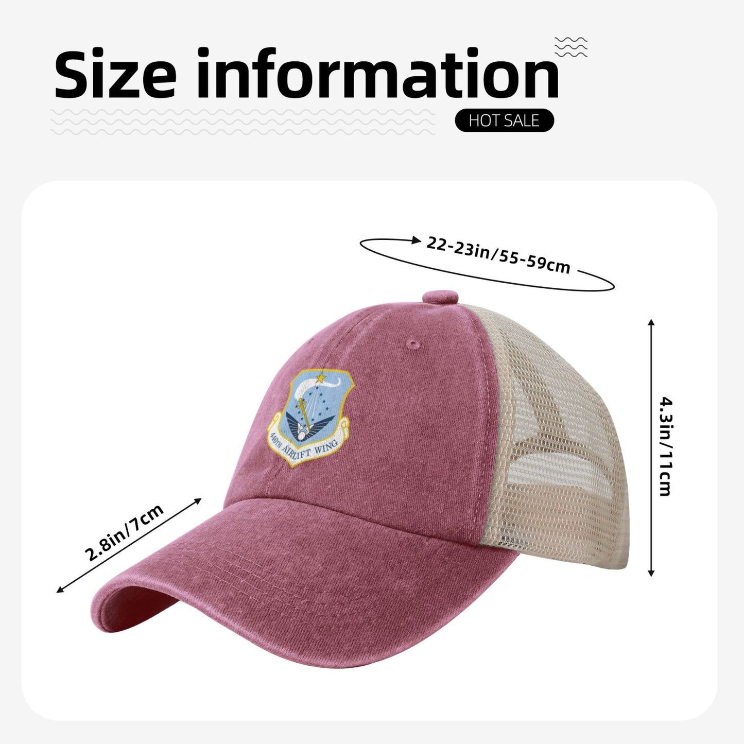 446th Airlift Wing Printed unisex baseball cap adjustable grid baseball cap veteran gift